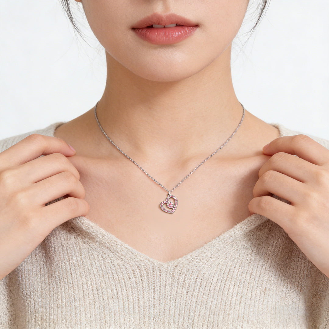 Pink Diamond Heart Necklace | Støt brystkræft