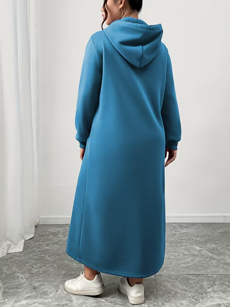 Yasha™ - Lang kjole med hætte og glat overflade