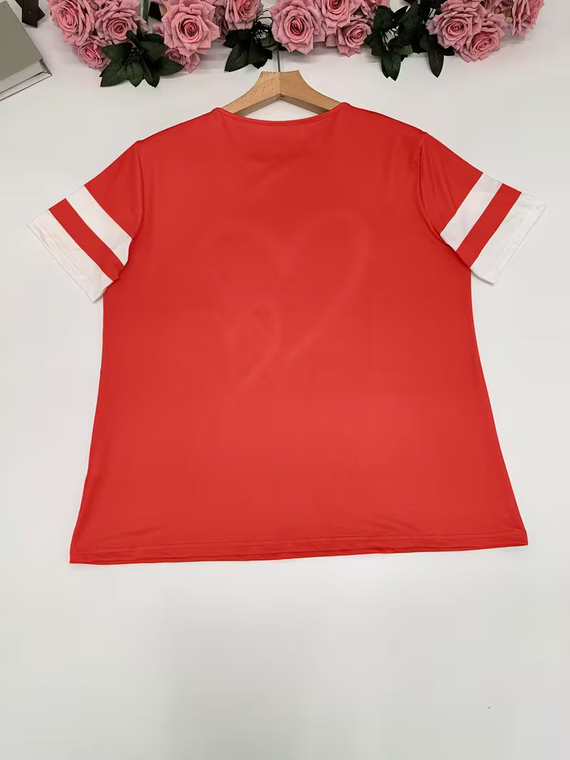 Casual Short-Sleeve Heart-Patterned | Støt brystkræft