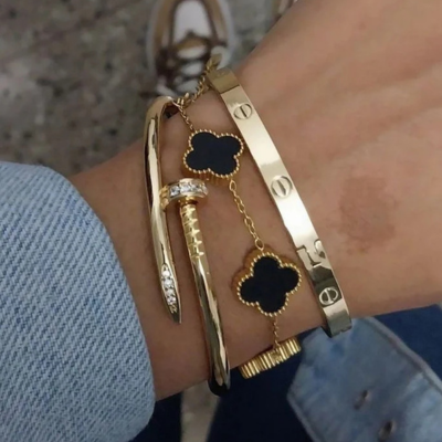 KRETA™ - Sort kløver armbånd