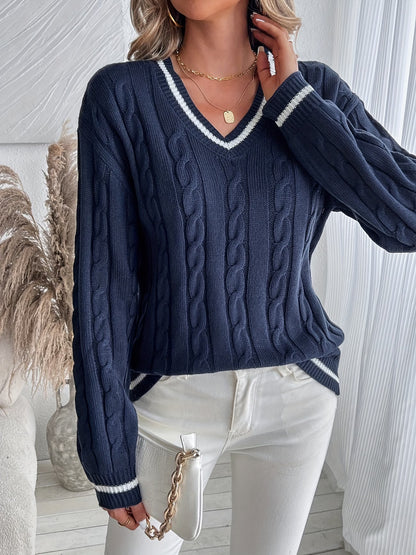 Striped Trim Sweater | Støt brystkræft