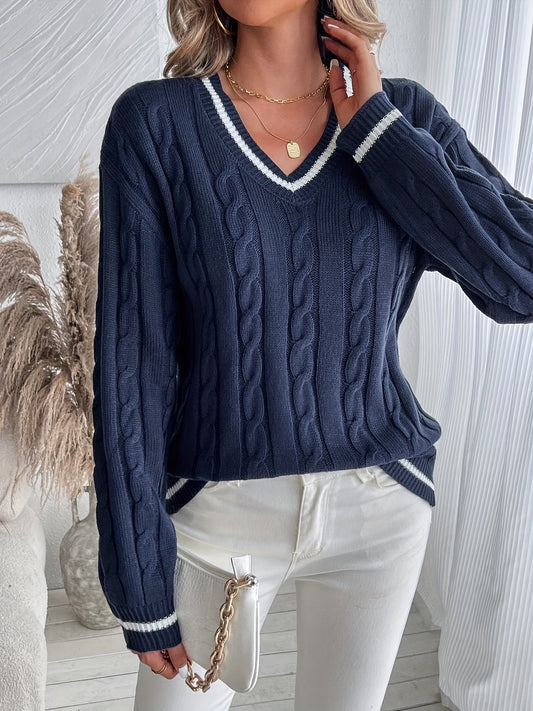 Striped Trim Sweater | Støt brystkræft