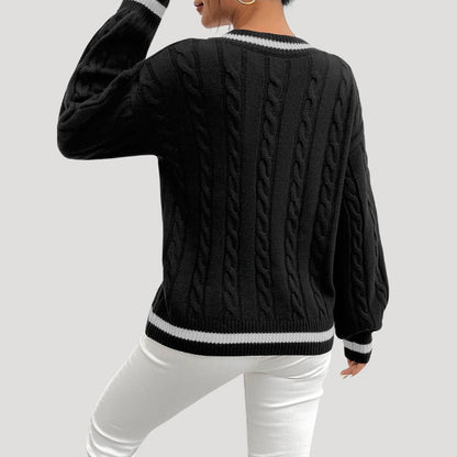 Striped Trim Sweater | Støt brystkræft