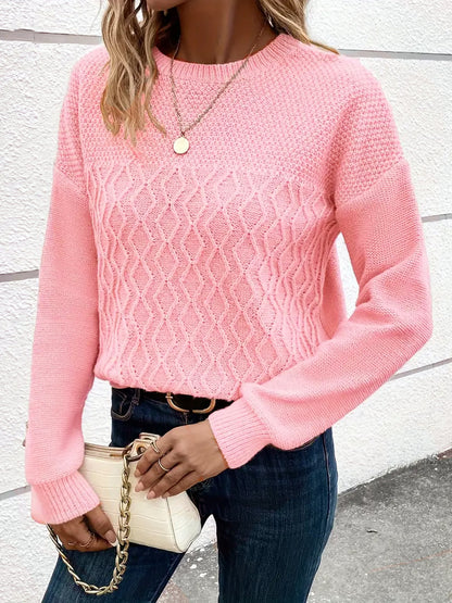 Women's Round Neck Pink  Sweater | Støt brystkræft