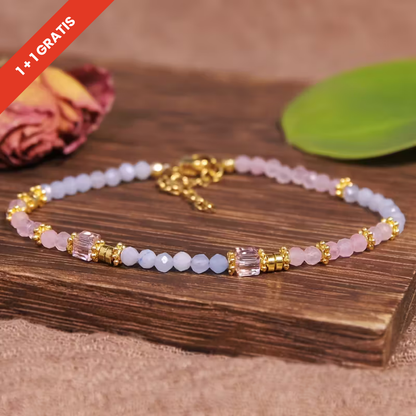 Aquamarine & Rose Quartz Bracelet | Støt brystkræft