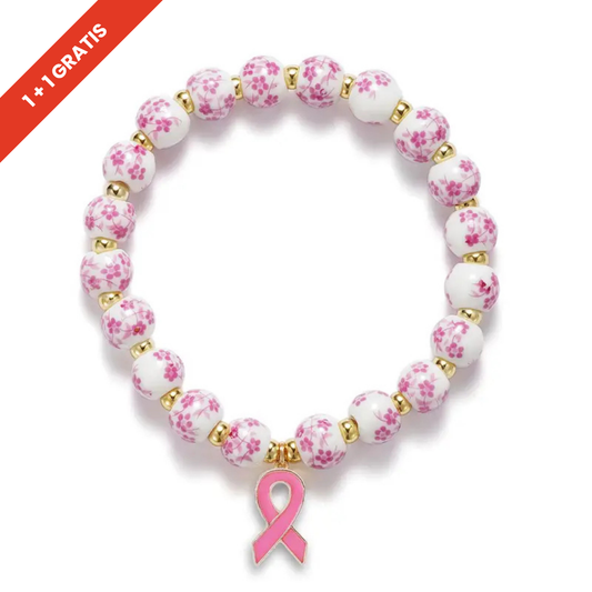 Pink Ribbon & Floral Bracelet | Støt brystkræft