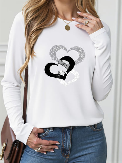 Long-Sleeve with Heart Print | Støt brystkræft