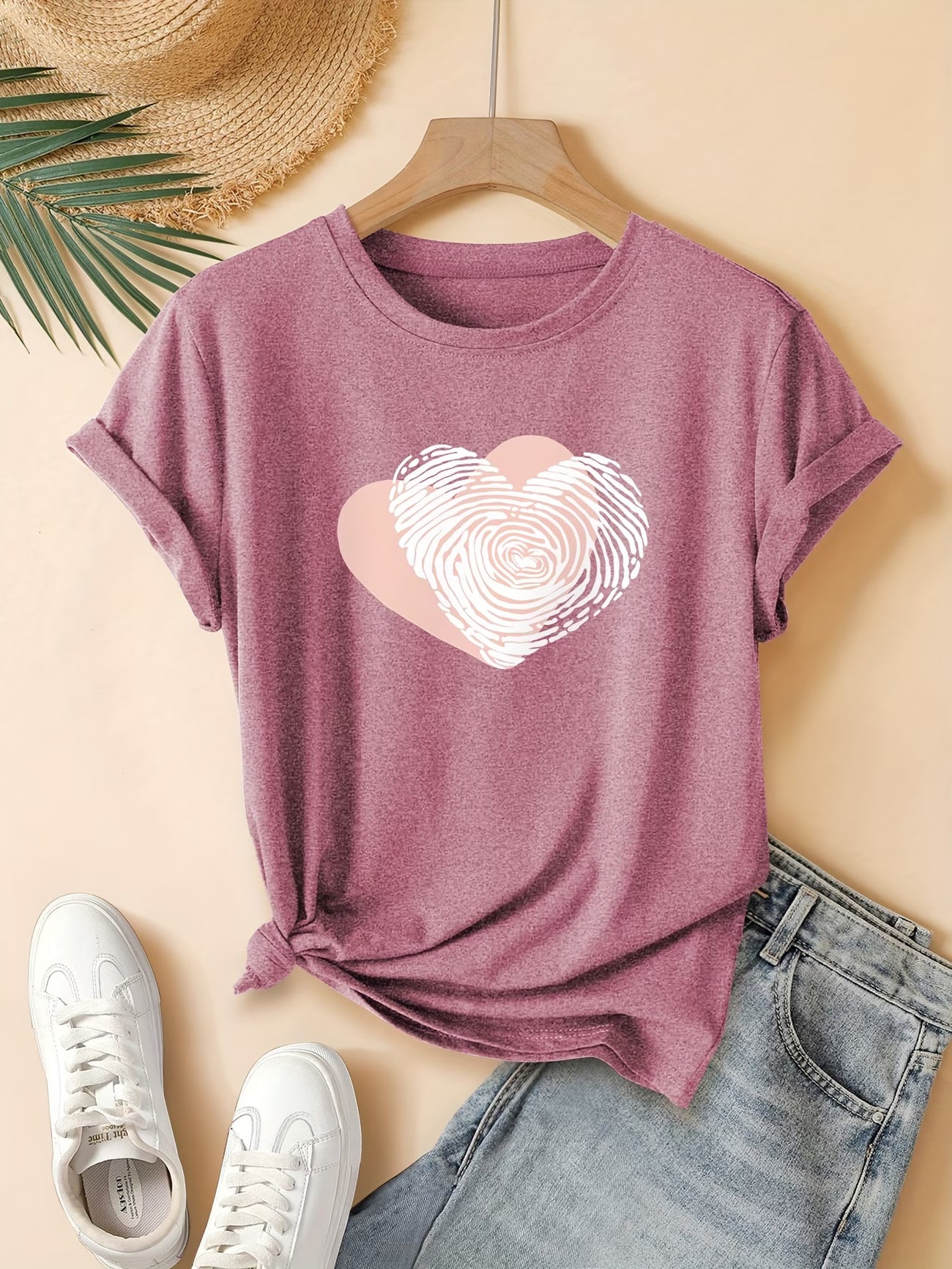 Fashionable Pink Heart T-Shirt | Støt brystkræft