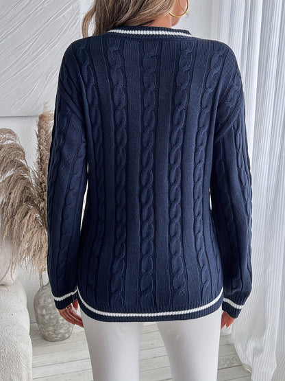Striped Trim Sweater | Støt brystkræft