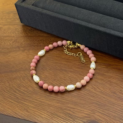 Pink Stone Pearl Bracelet | Støt brystkræft