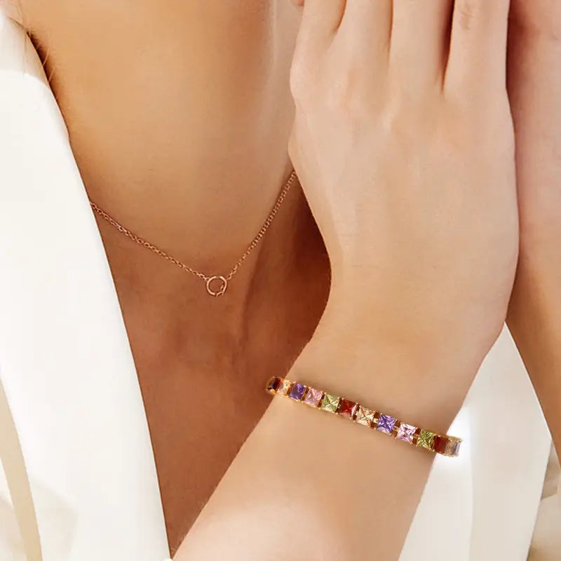 Multicolor Stoned Bracelet | Støt brystkræft