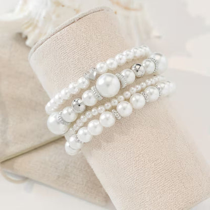 White Pearl Bracelet Set | Støt brystkræft