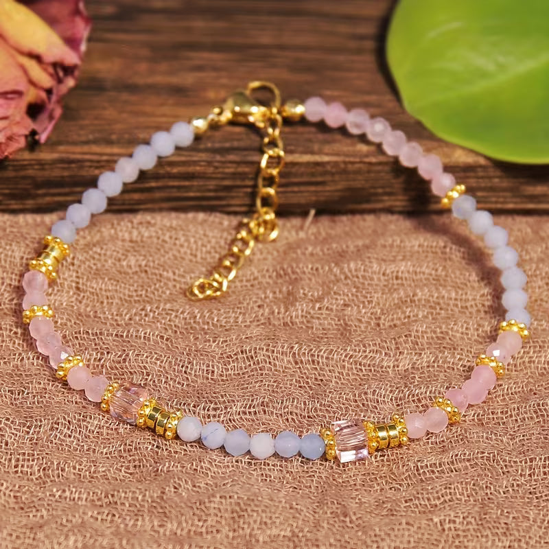 Aquamarine & Rose Quartz Bracelet | Støt brystkræft