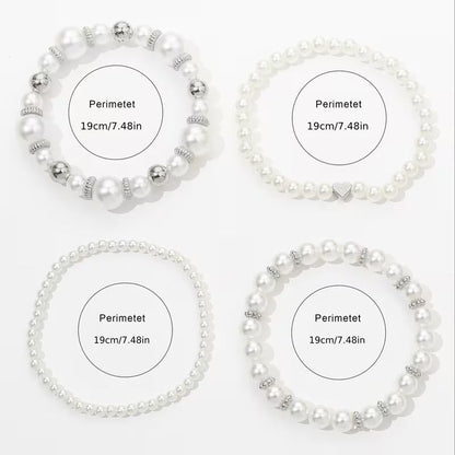 White Pearl Bracelet Set | Støt brystkræft