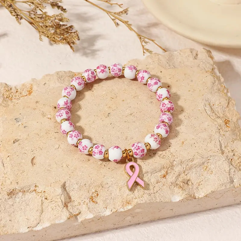 Pink Ribbon & Floral Bracelet | Støt brystkræft