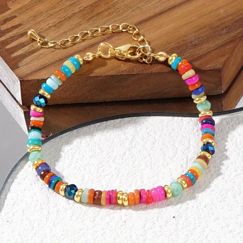 Rainbow Shell Chain Bracelet | Støt brystkræft