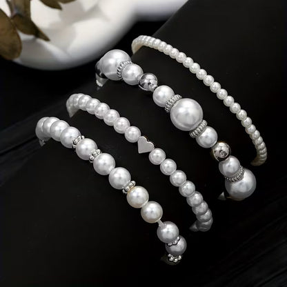 White Pearl Bracelet Set | Støt brystkræft
