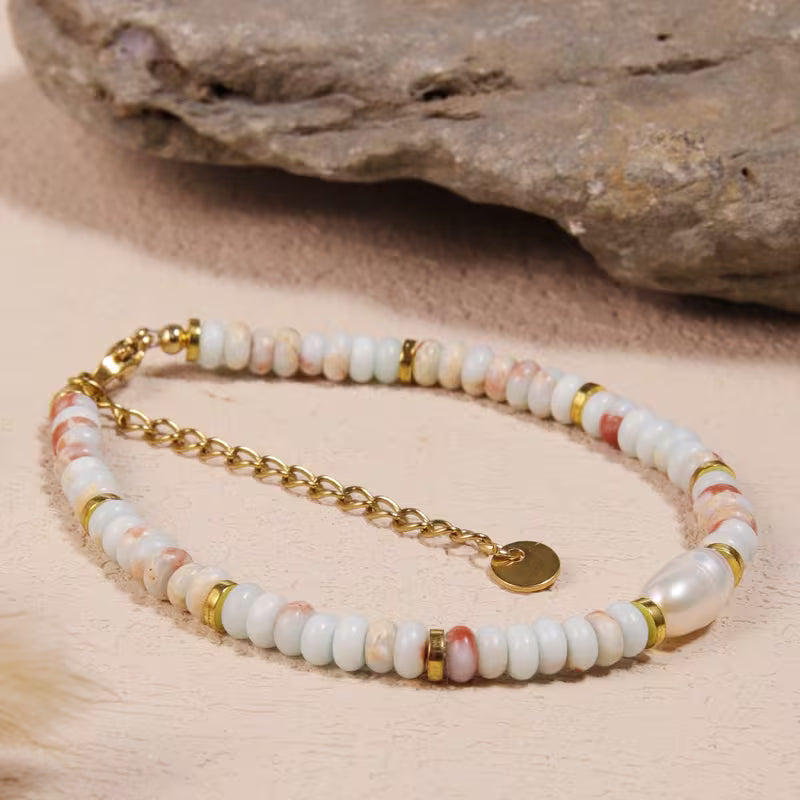 Agalmatolite Beaded Bracelet | Støt brystkræft