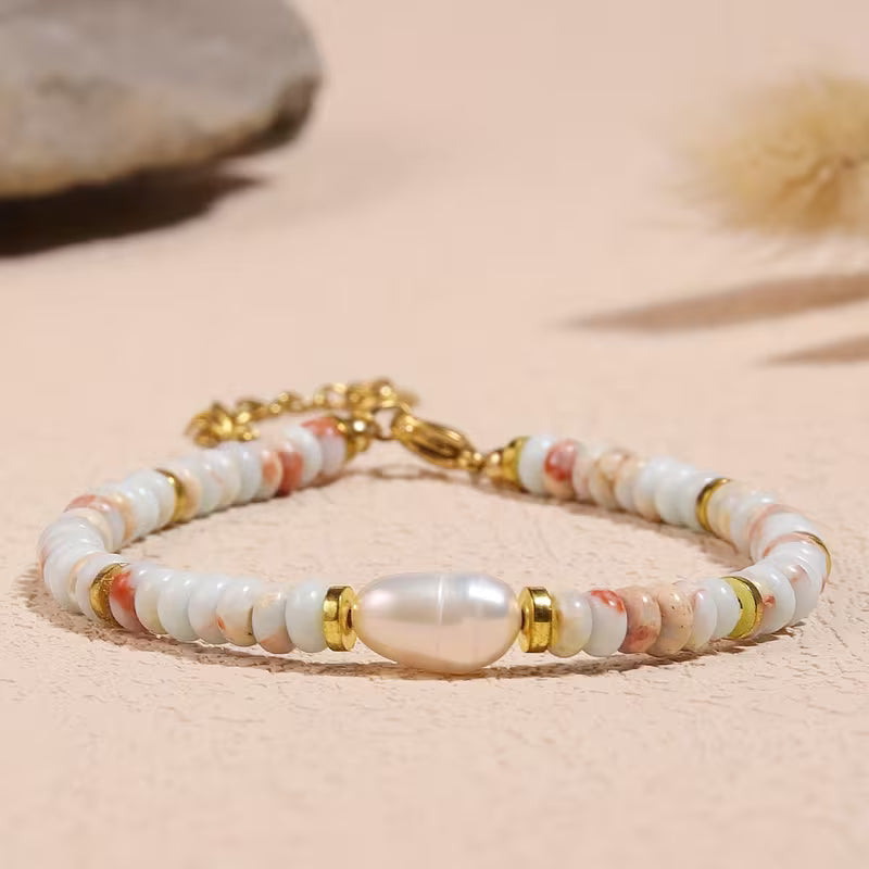 Agalmatolite Beaded Bracelet | Støt brystkræft