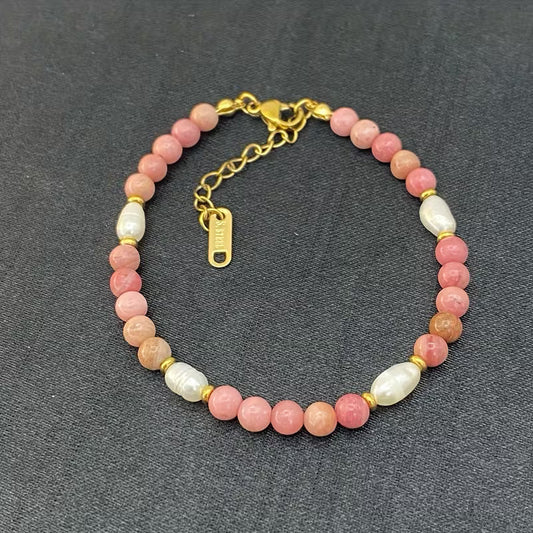 Pink Stone Pearl Bracelet | Støt brystkræft
