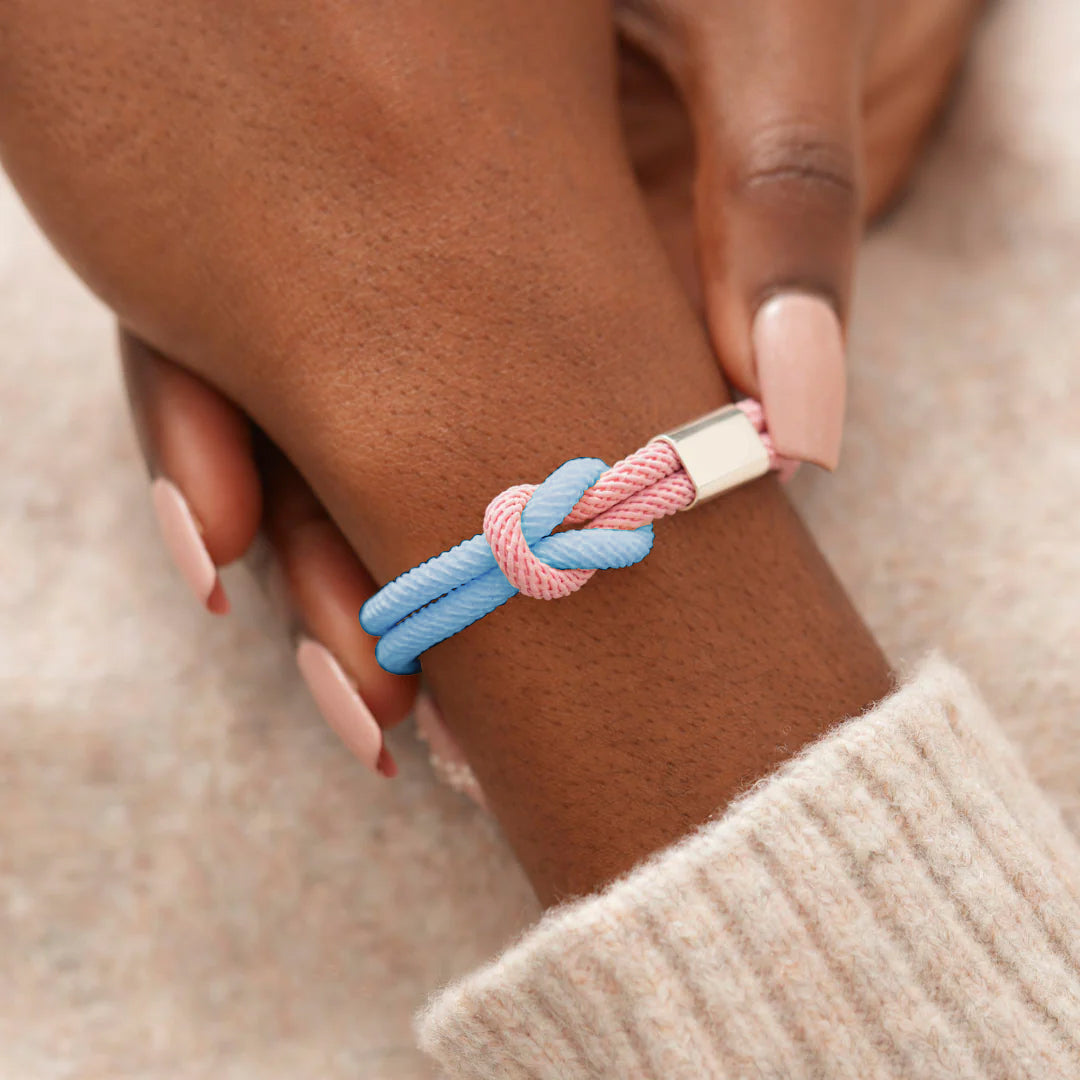 Blue & Pink Knot Bracelet | Støt brystkræft