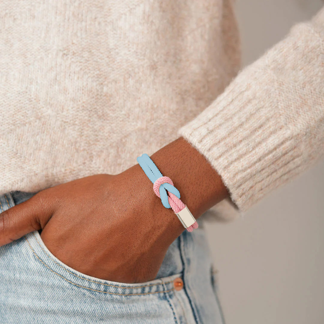Blue & Pink Knot Bracelet | Støt brystkræft