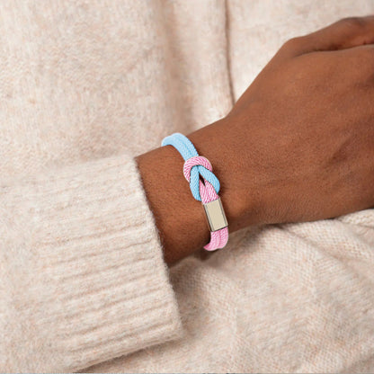 Blue & Pink Knot Bracelet | Støt brystkræft