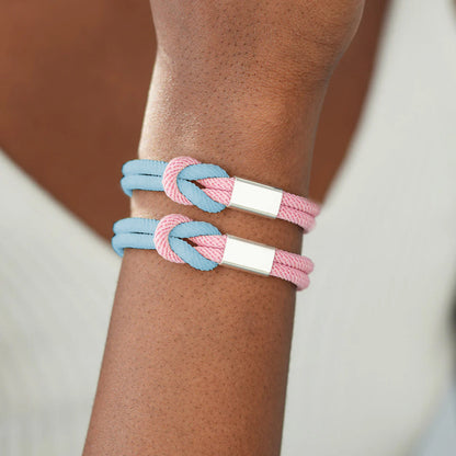 Blue & Pink Knot Bracelet | Støt brystkræft