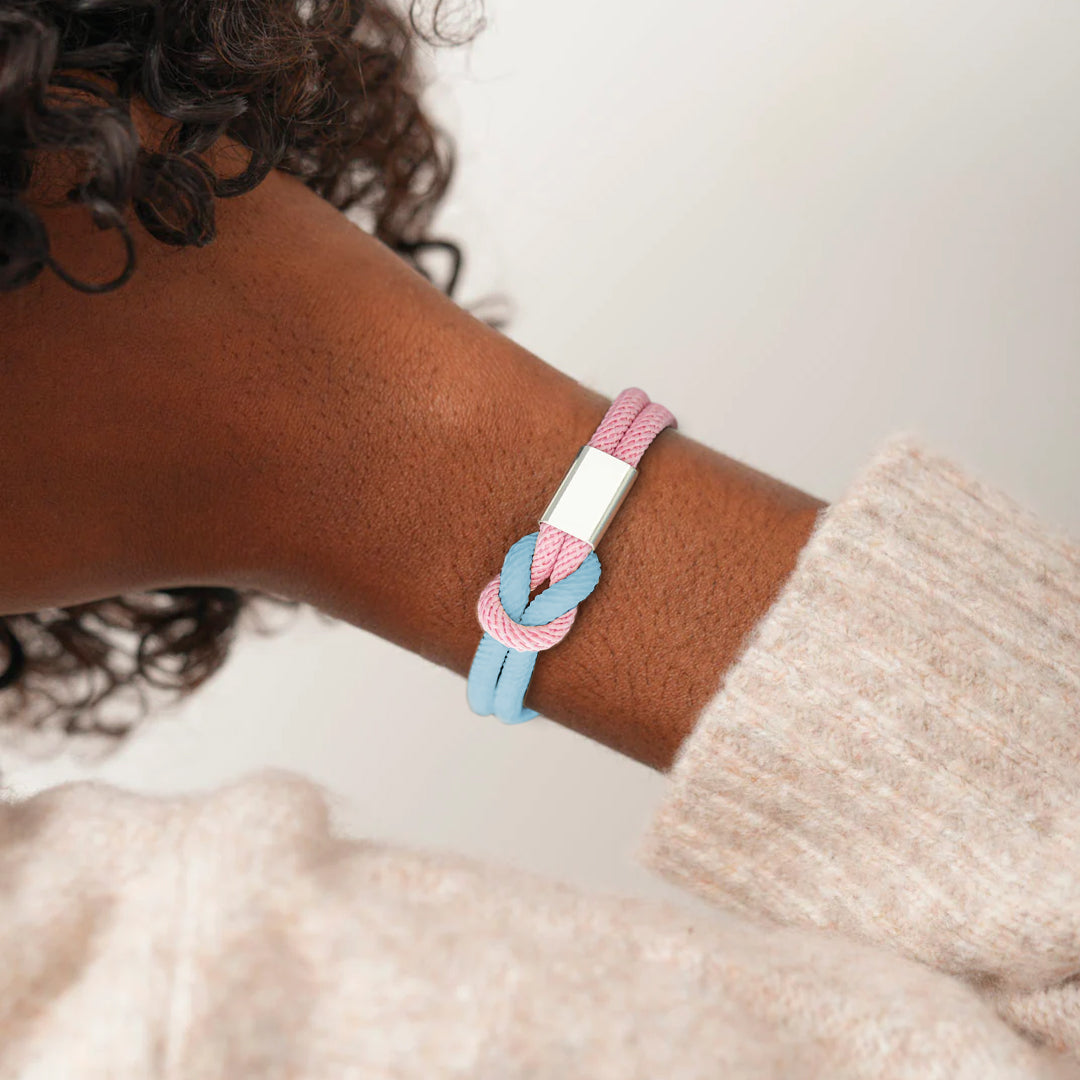 Blue & Pink Knot Bracelet | Støt brystkræft