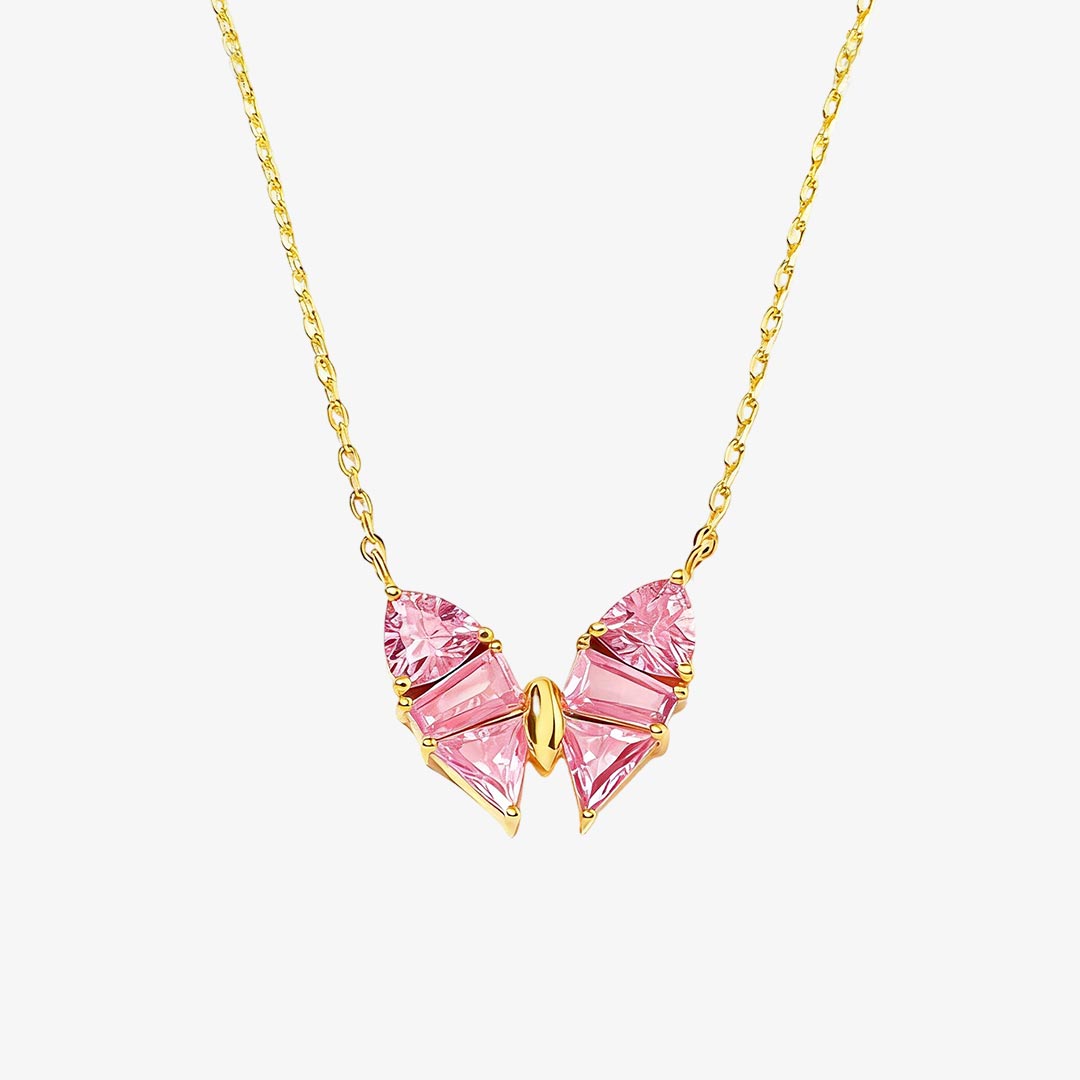 Pink Diamond Butterfly Necklace | Støt brystkræft