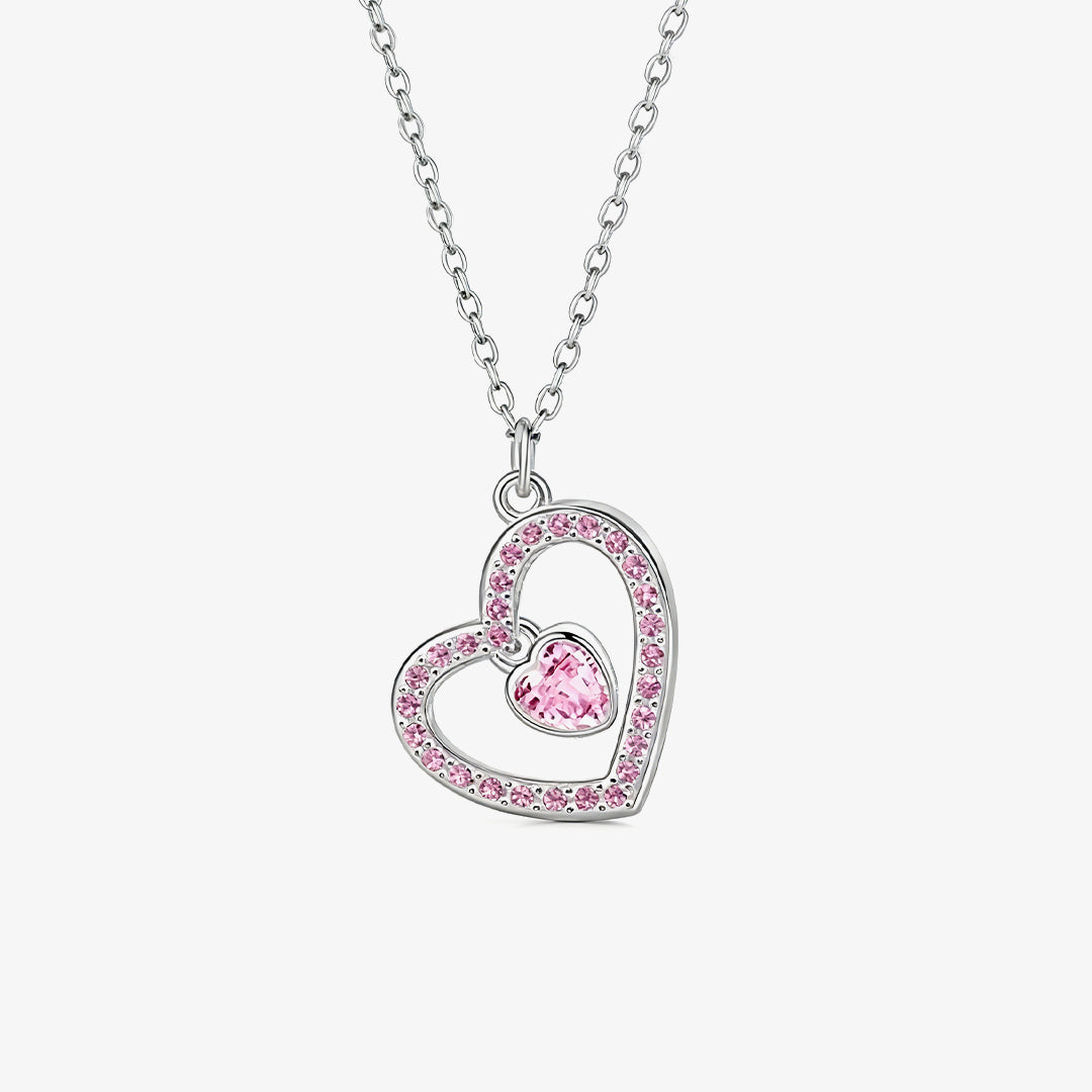 Pink Diamond Heart Necklace | Støt brystkræft