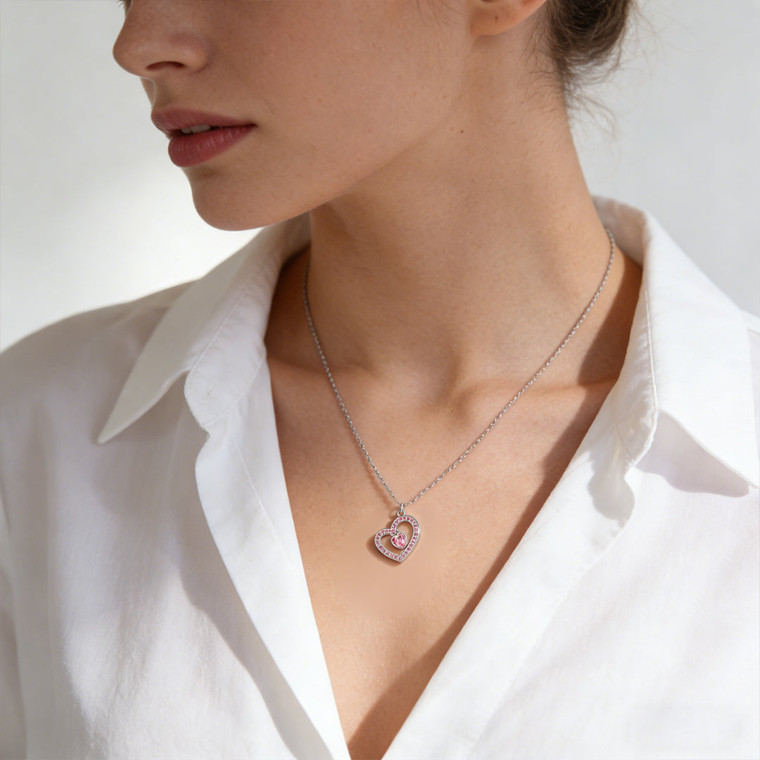 Pink Diamond Heart Necklace | Støt brystkræft