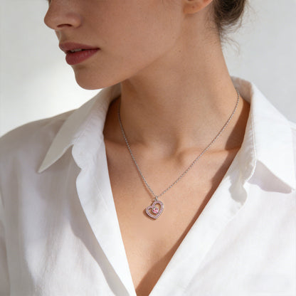 Pink Diamond Heart Necklace | Støt brystkræft