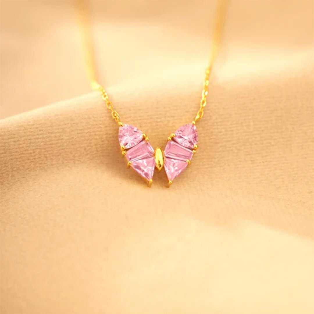 Pink Diamond Butterfly Necklace | Støt brystkræft