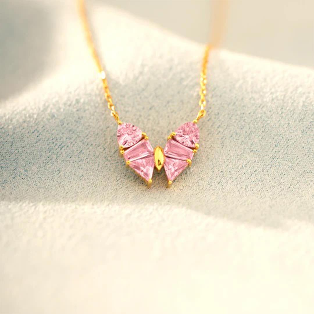 Pink Diamond Butterfly Necklace | Støt brystkræft