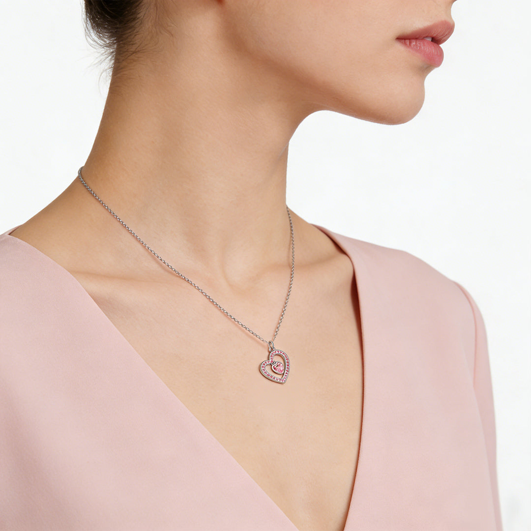 Pink Diamond Heart Necklace | Støt brystkræft