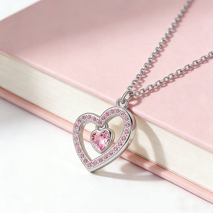 Pink Diamond Heart Necklace | Støt brystkræft