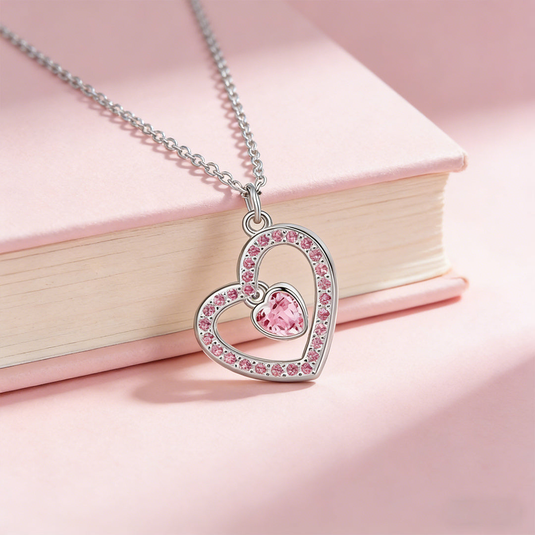 Pink Diamond Heart Necklace | Støt brystkræft