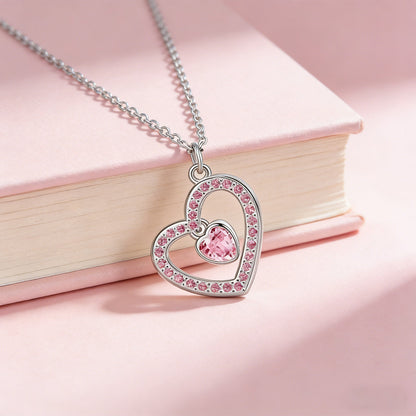 Pink Diamond Heart Necklace | Støt brystkræft