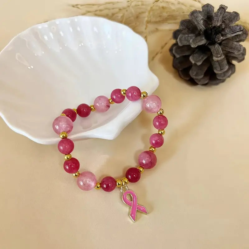 Blush Bead Bracelet | Støt brystkræft