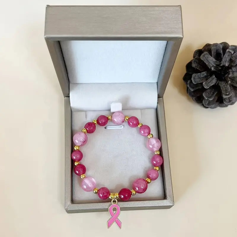 Blush Bead Bracelet | Støt brystkræft