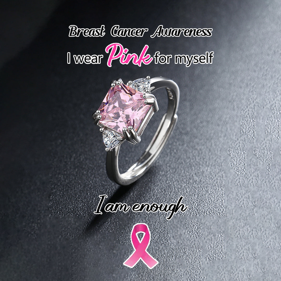 Square Pink Diamond Ring | Støt brystkræft
