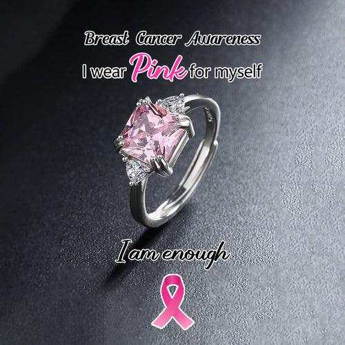 Square Pink Diamond Ring | Støt brystkræft