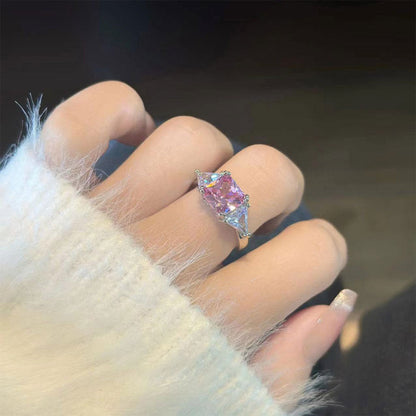 Square Pink Diamond Ring | Støt brystkræft