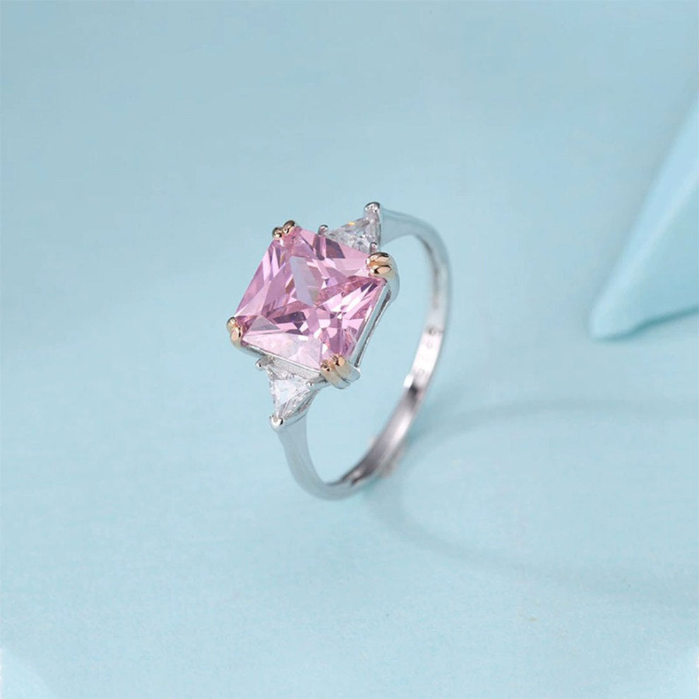 Square Pink Diamond Ring | Støt brystkræft