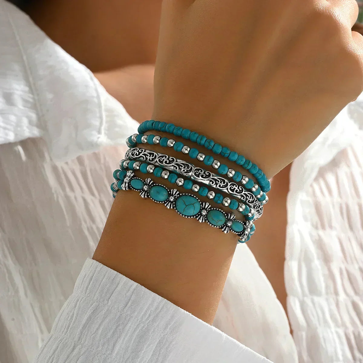Multi-rangs turquoise raffiné Bracelet | Støt diabetes