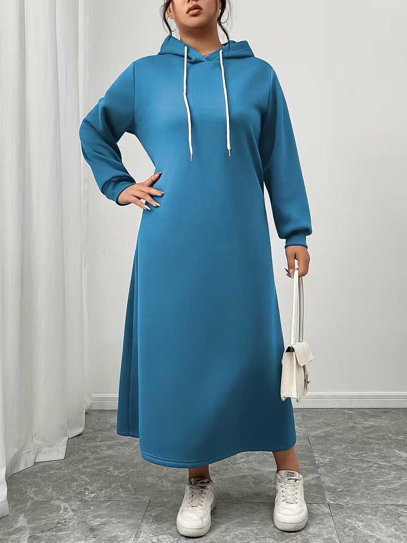 Yasha™ - Lang kjole med hætte og glat overflade