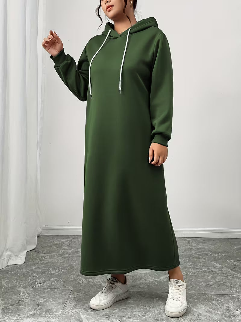 Yasha™ - Lang kjole med hætte og glat overflade