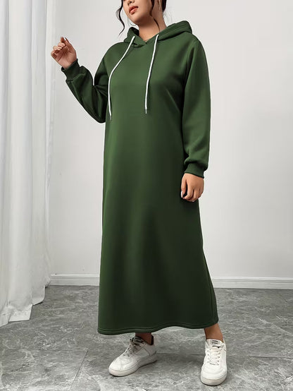 Yasha™ - Lang kjole med hætte og glat overflade