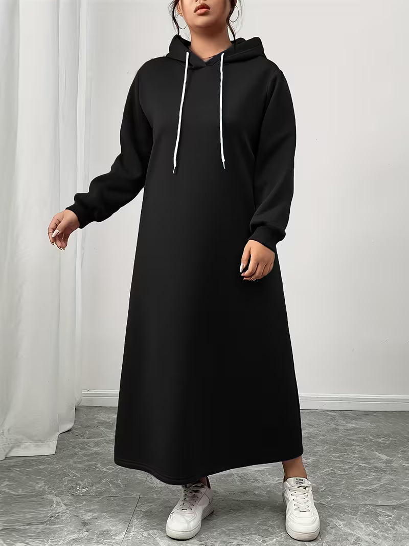 Yasha™ - Lang kjole med hætte og glat overflade